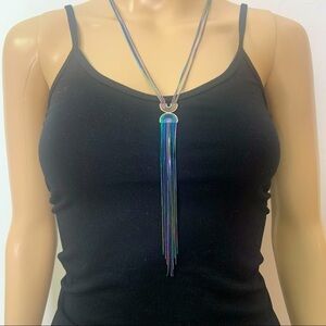New Gennaro Iridescent Pride Rainbow Statement Long Necklace 3 For $30 Sale